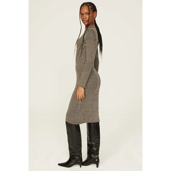 Rails Nellie Brown Multi Knit Sweater Dress Ribbed Mock Neck Stretch Size XS - Picture 2 of 9